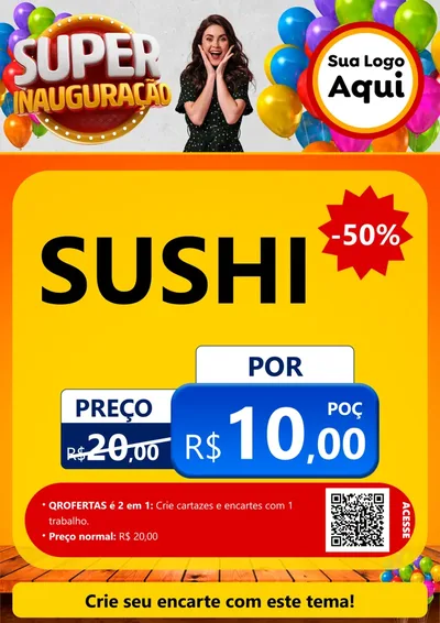 Modelo de Cartaz para Cartaz A4 Vertical com o tema Super Inauguração para Comida japonesa