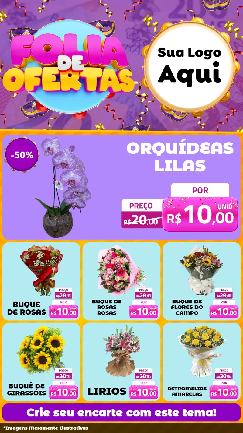 Modelo de Rede Social para Stories com o tema Folia de Ofertas para Floricultura e jardim