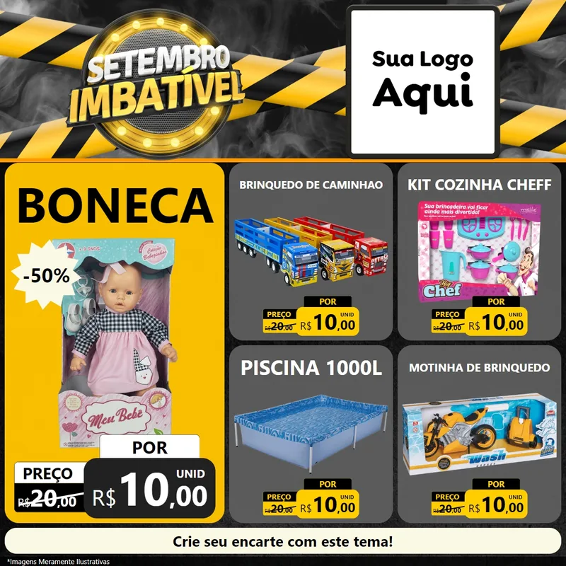 Modelo de Rede Social para Feed Facebook com o tema Setembro Imbatível para Brinquedos