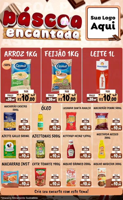 Modelo de Encarte para Encarte Grande com o tema Páscoa Encantada para Supermercado