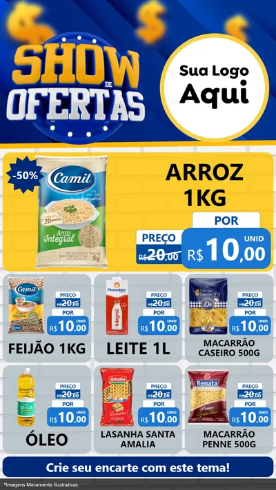 Modelo de Rede Social para Stories com o tema Show de Ofertas para Supermercado