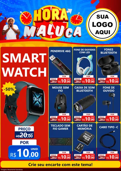 Modelo de Encarte para Encarte A4 Vertical com o tema Hora Maluca para Informática