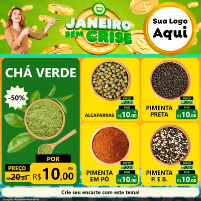 Modelo de Rede Social para Feed Facebook com o tema Janeiro Sem Crise para Produtos Naturais