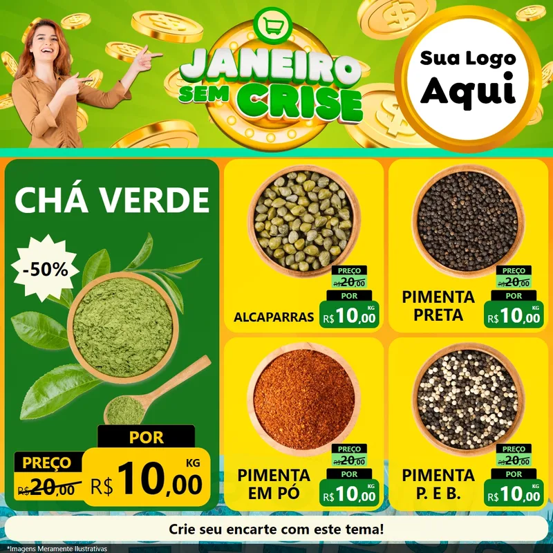 Modelo de Rede Social para Feed Facebook com o tema Janeiro Sem Crise para Produtos Naturais