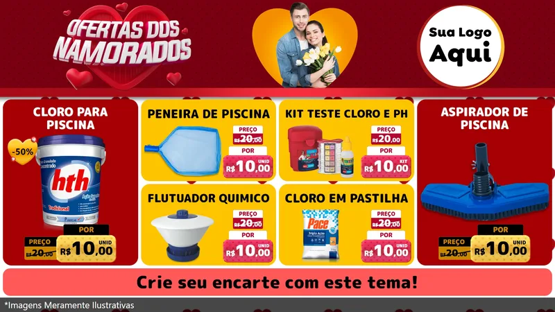 Modelo de TV para TV Horizontal com o tema Ofertas Dos Namorados para Produtos para Piscina