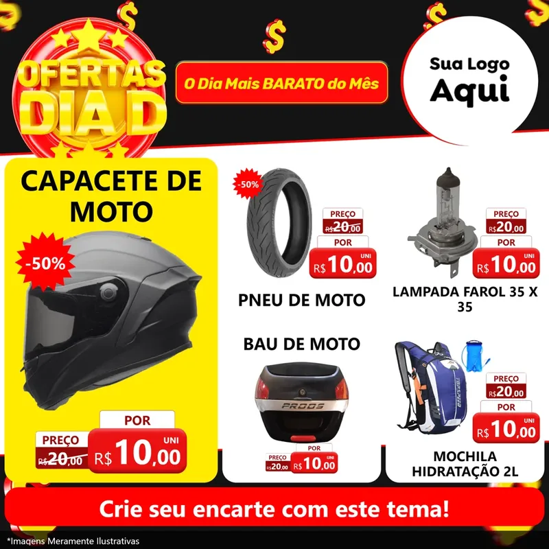 Modelo de Rede Social para Feed Facebook com o tema Dia D para Moto peças