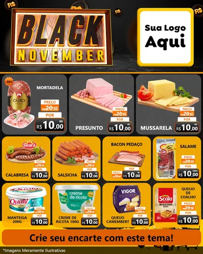 Modelo de Rede Social para Feed Instagram com o tema Black November para Frios e Laticínios