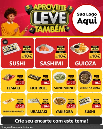 Modelo de Rede Social para Feed Instagram com o tema Aproveite e Leve Também para Comida japonesa
