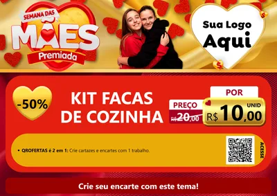 Modelo de Cartaz para Cartaz A4 Horizontal com o tema Semana das Mães Premiada para Utilidades Domésticas
