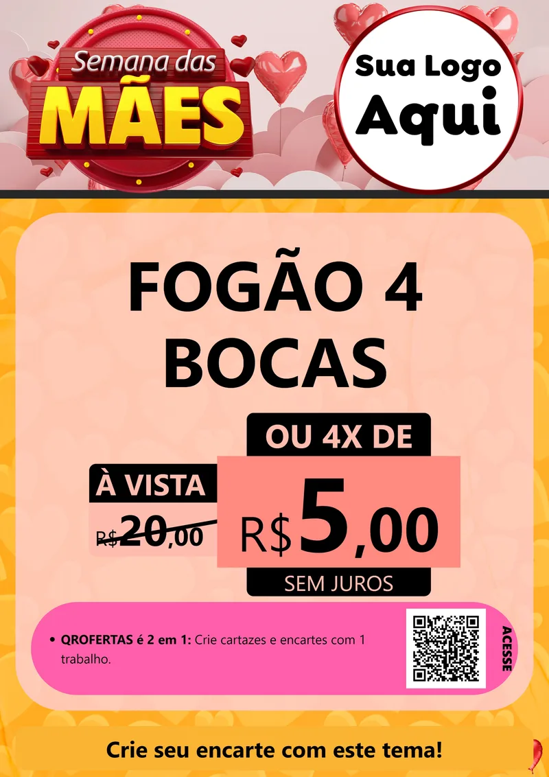 Modelo de Cartaz para Cartaz A4 Vertical com o tema Semana das Mães para Móveis e Eletro