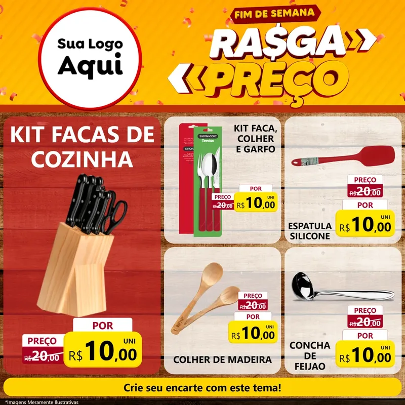 Modelo de Rede Social para Feed Facebook com o tema Fim de Semana Rasga Preços para Utilidades Domésticas