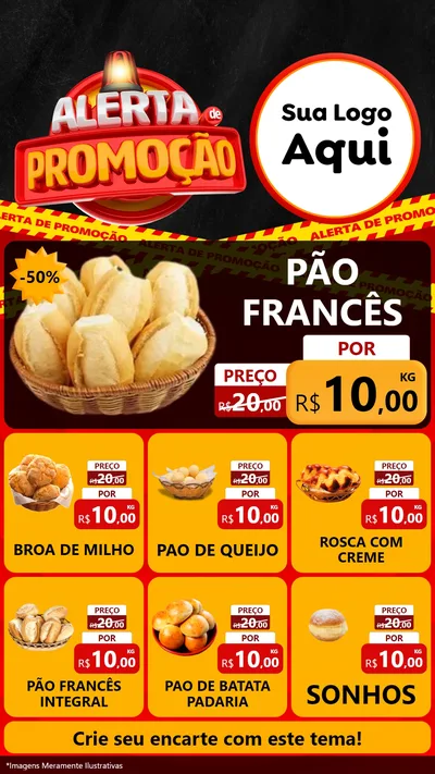 Modelo de Rede Social para Stories com o tema Alerta de Promoção para Padaria