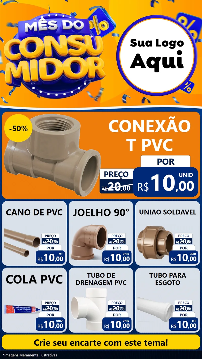 Modelo de Rede Social para Stories com o tema Mês do Consumidor para Tubos e conexões