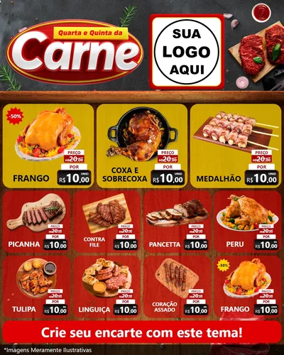 Modelo de Rede Social para Feed Instagram com o tema Quarta e Quinta da Carne para Assados