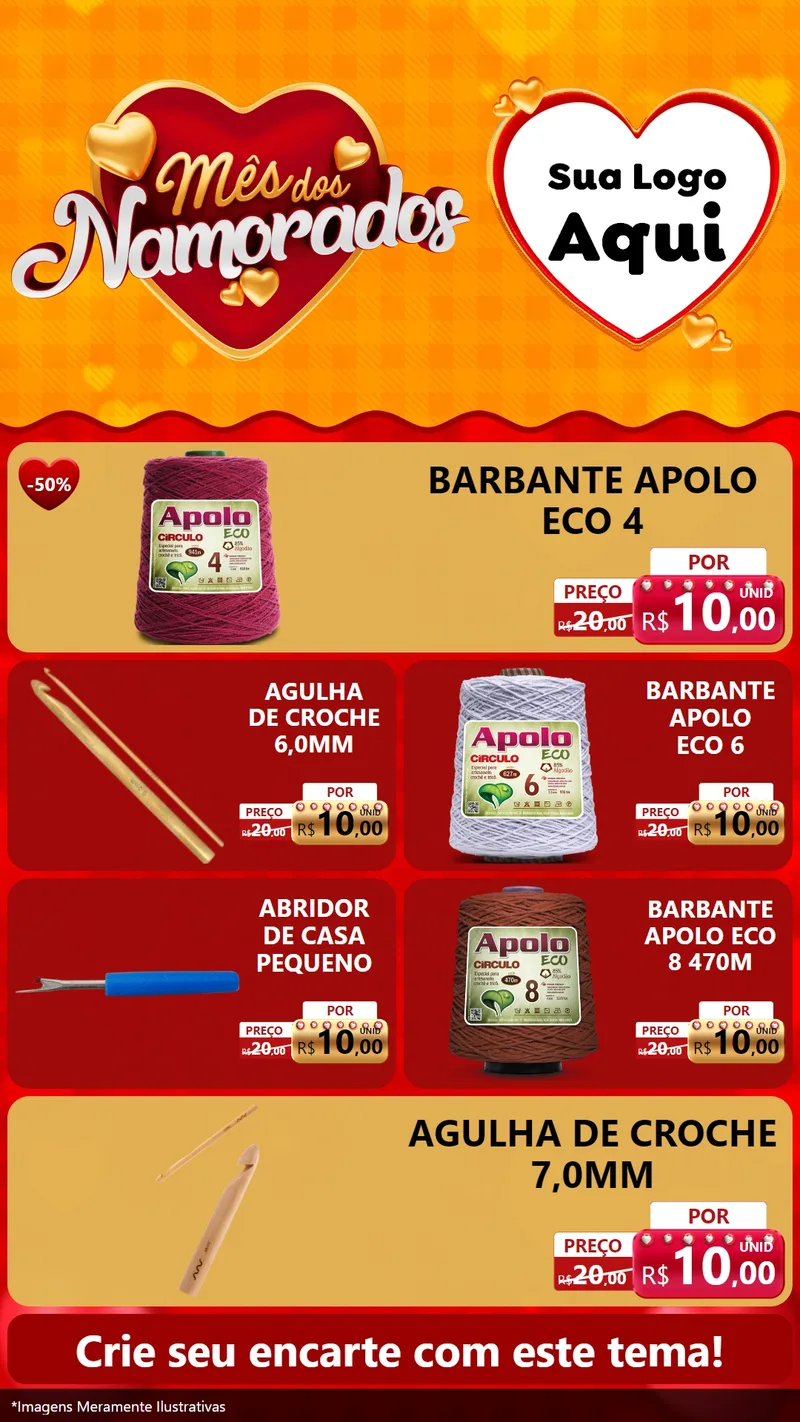 Modelo de TV para TV Vertical com o tema Mês dos Namorados para Armarinho e Aviamentos