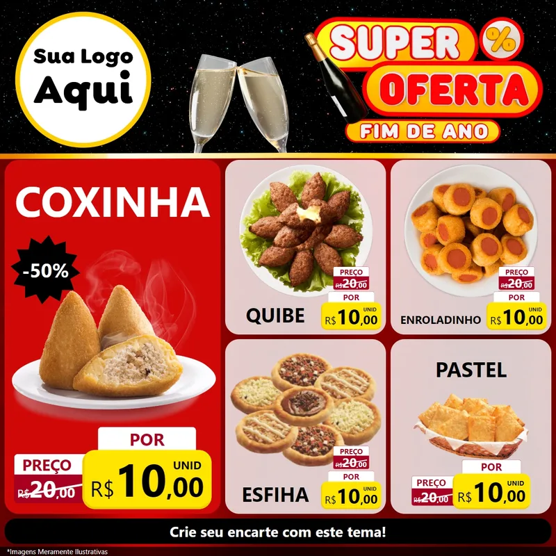 Modelo de Rede Social para Feed Facebook com o tema Super Oferta Fim de Ano para Salgadaria