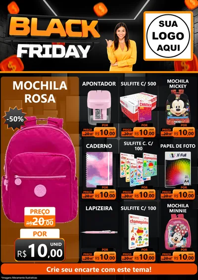 Modelo de Encarte para Encarte A4 Vertical com o tema Black Friday para Papelaria