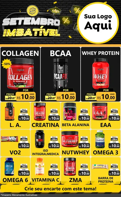 Modelo de Encarte para Encarte Grande com o tema Setembro Imbatível para Suplementos alimentares