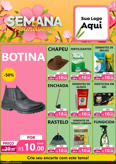 Modelo de Encarte para Encarte A4 Vertical com o tema Semana da Primavera para Agropecuária