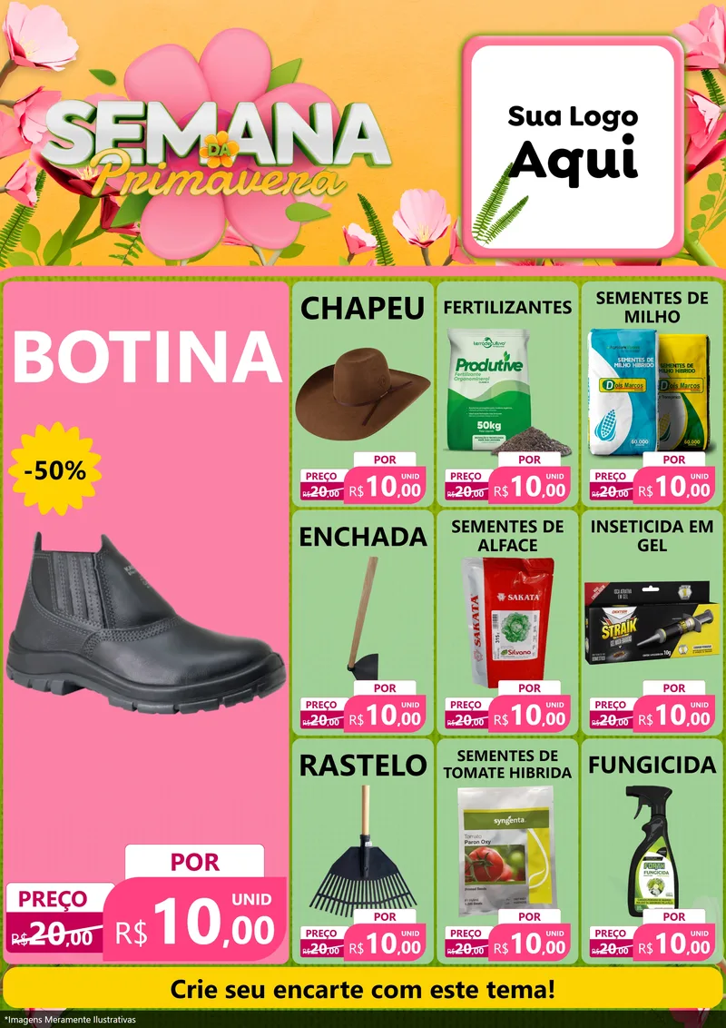 Modelo de Encarte para Encarte A4 Vertical com o tema Semana da Primavera para Agropecuária