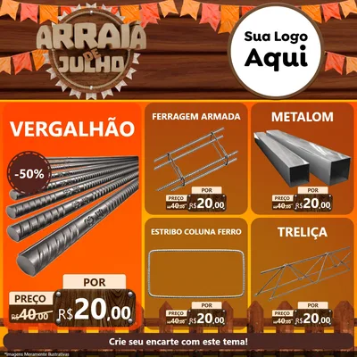 Modelo de Rede Social para Feed Facebook com o tema Arraiá de Julho - Junina para Ferragens