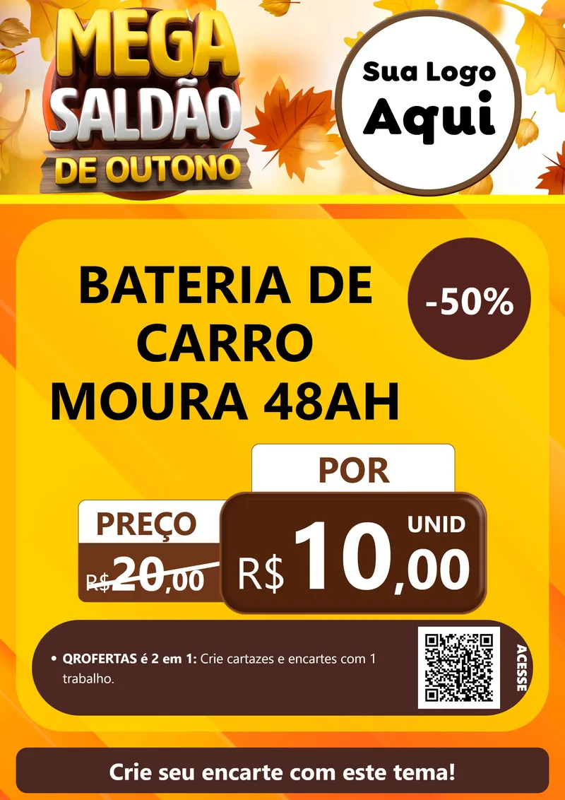 Modelo de Cartaz para Cartaz A4 Vertical com o tema Mega Saldão de Outono para Baterias Elétricas