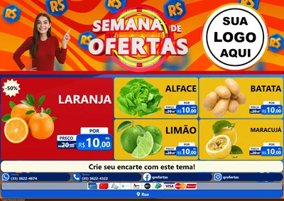Modelo de Encarte para Encarte A4 Horizontal com o tema Semana de Ofertas para Hortifrúti