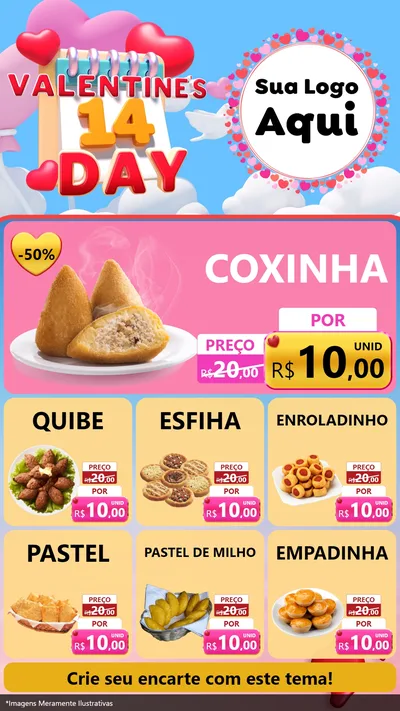 Modelo de Rede Social para Stories com o tema Valentine's Day para Salgadaria