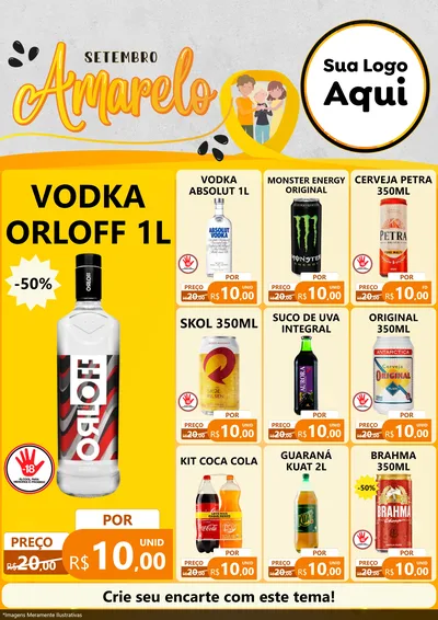 Modelo de Encarte para Encarte A4 Vertical com o tema Setembro Amarelo para Distribuidora de bebidas