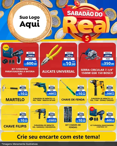 Modelo de Rede Social para Feed Instagram com o tema Sabadão do Real para Maquinas e Ferramentas
