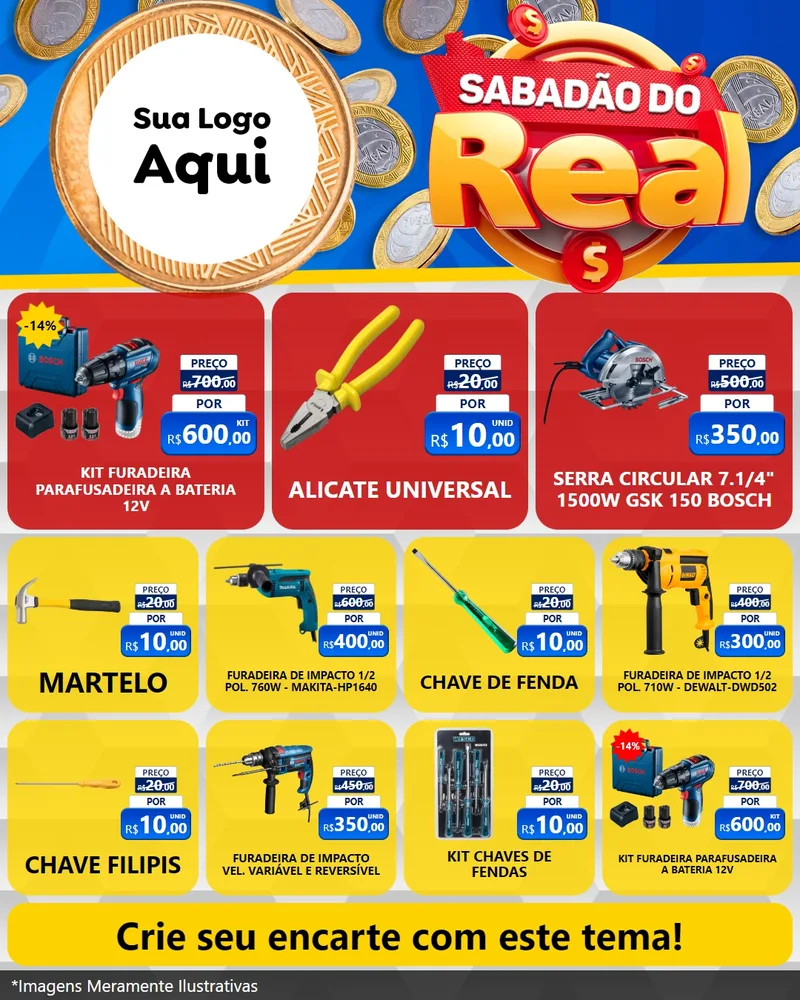 Modelo de Rede Social para Feed Instagram com o tema Sabadão do Real para Maquinas e Ferramentas