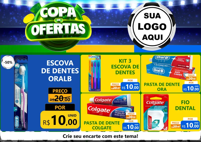 Modelo de Encarte para Encarte A4 Horizontal com o tema Copa de Ofertas para Higiene Pessoal