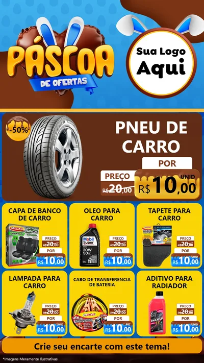 Modelo de Rede Social para Stories com o tema Páscoa de Ofertas para Auto peças