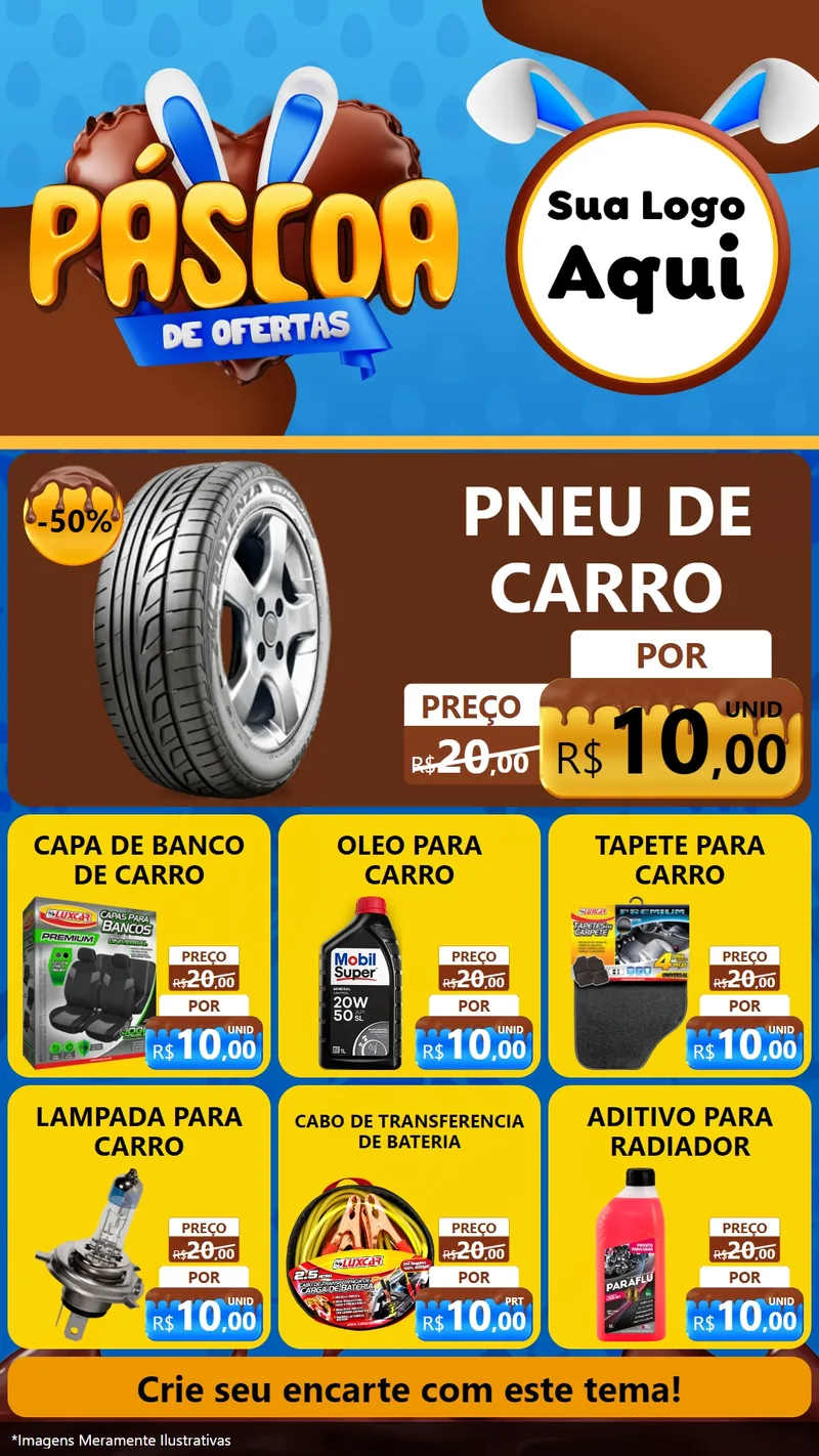 Modelo de Rede Social para Stories com o tema Páscoa de Ofertas para Auto peças