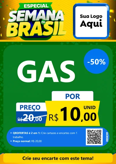 Modelo de Cartaz para Cartaz A4 Vertical com o tema Especial Semana do Brasil para Água e gás