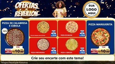 Modelo de TV para TV Horizontal com o tema Ofertas de Réveillon para Pizzaria