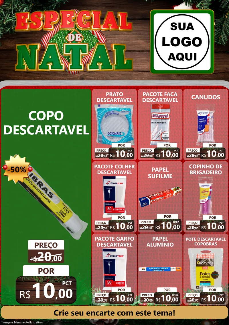 Modelo de Encarte para Encarte A4 Vertical com o tema Especial de Natal para Embalagens