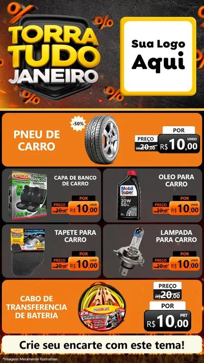Modelo de TV para TV Vertical com o tema Torra Tudo Janeiro para Auto peças