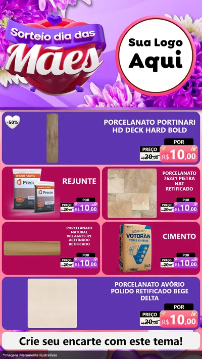 Modelo de TV para TV Vertical com o tema Sorteio Dia das Mães para Pisos e revestimentos