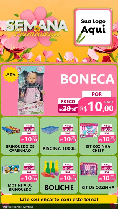 Modelo de Rede Social para Stories com o tema Semana da Primavera para Brinquedos