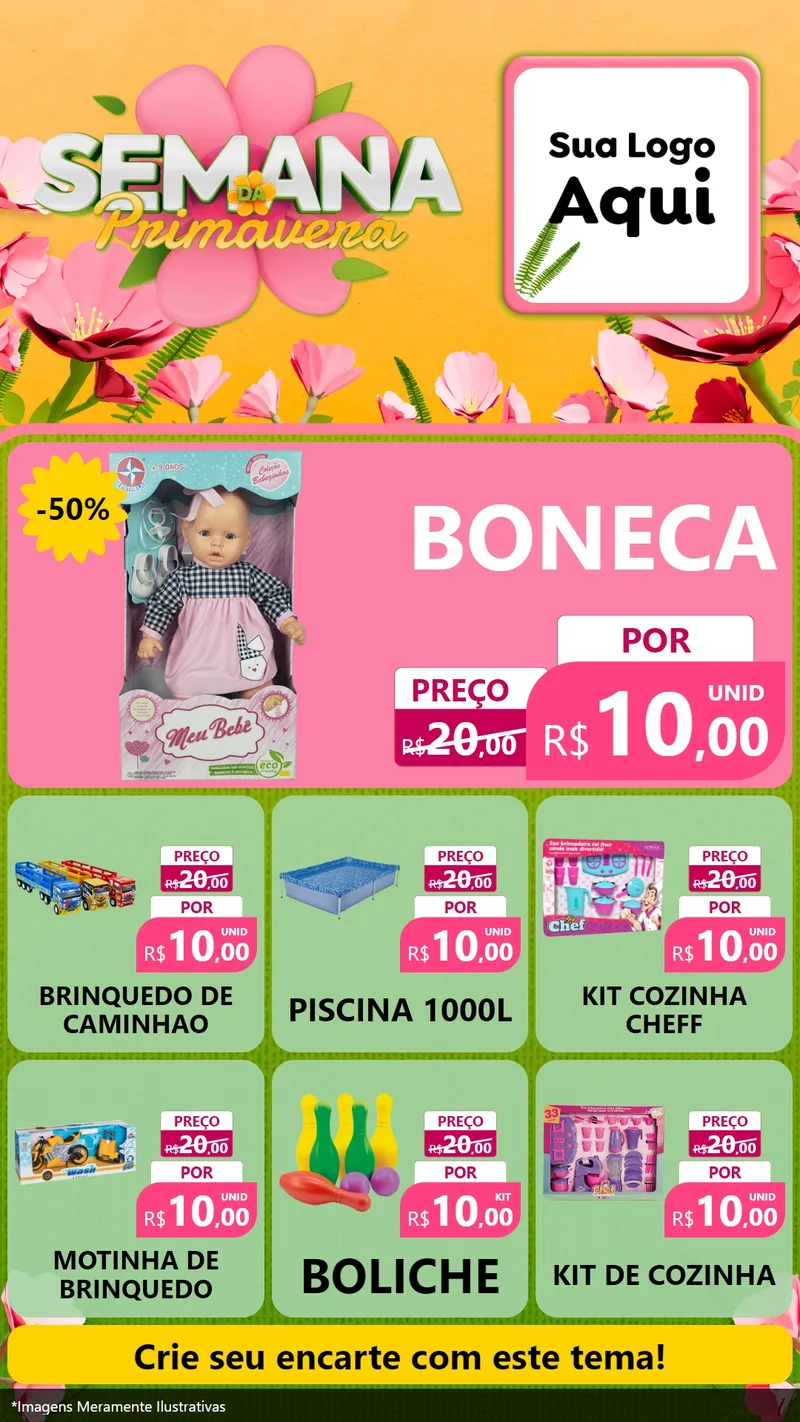 Modelo de Rede Social para Stories com o tema Semana da Primavera para Brinquedos