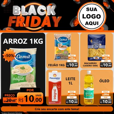 Modelo de Rede Social para Feed Facebook com o tema Black Friday para Supermercado