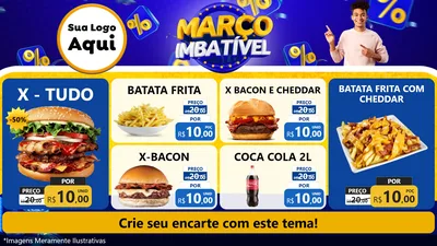 Modelo de TV para TV Horizontal com o tema Março Imbatível para Hamburgueria