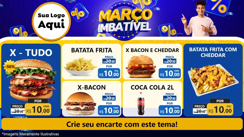 Modelo de TV para TV Horizontal com o tema Março Imbatível para Hamburgueria