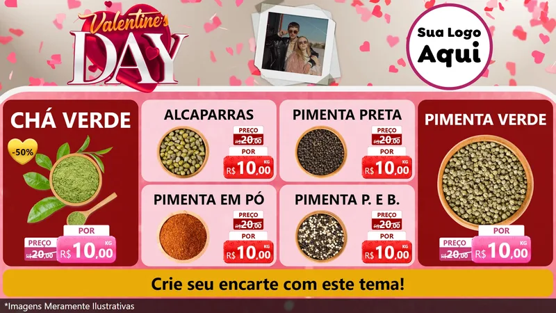 Modelo de TV para TV Horizontal com o tema Valentine's Day para Produtos Naturais