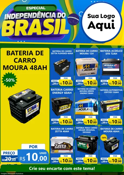 Modelo de Encarte para Encarte A4 Vertical com o tema Especial Independência do Brasil para Baterias Elétricas