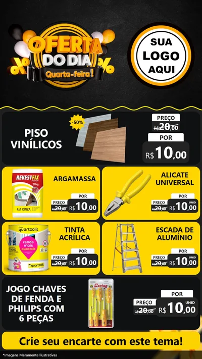 Modelo de TV para TV Vertical com o tema Oferta do Dia - Quarta Feira! para Material para Construção