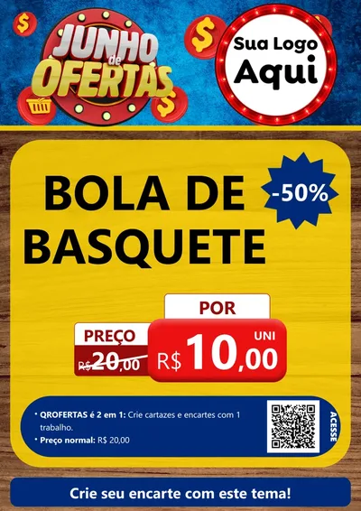Modelo de Cartaz para Cartaz A4 Vertical com o tema Junho de Ofertas para Artigos Esportivos