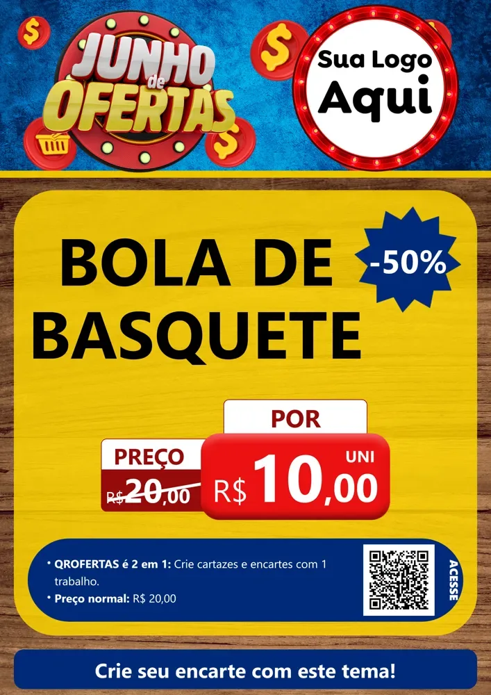 Modelo de Cartaz para Cartaz A4 Vertical com o tema Junho de Ofertas para Artigos Esportivos