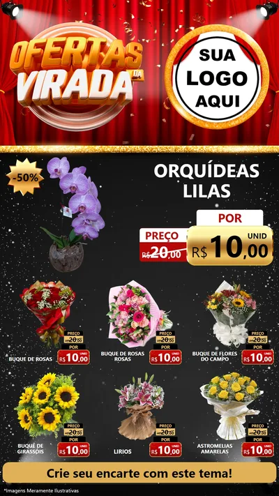 Modelo de Rede Social para Stories com o tema Ofertas da Virada para Floricultura e jardim